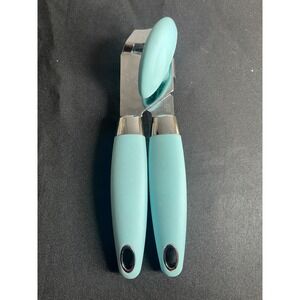 Core Kitchen Manual Handheld Can Opener Turquoise Blue Soft Grip Stainless Steel